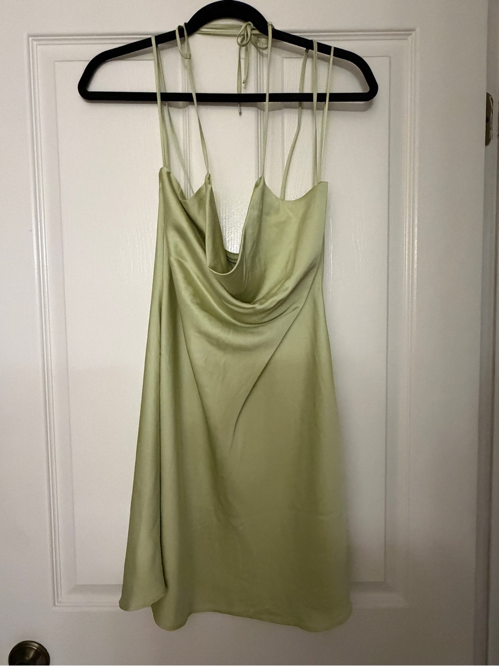 Abercrombie & Fitch Light Green Satin Slip Dress with Cowl Neck